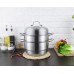 11.8 Inches (30cm) Heavy-Duty Stainless-Steel Steamer Pot, 3 Tier Food Stacked Stream Set